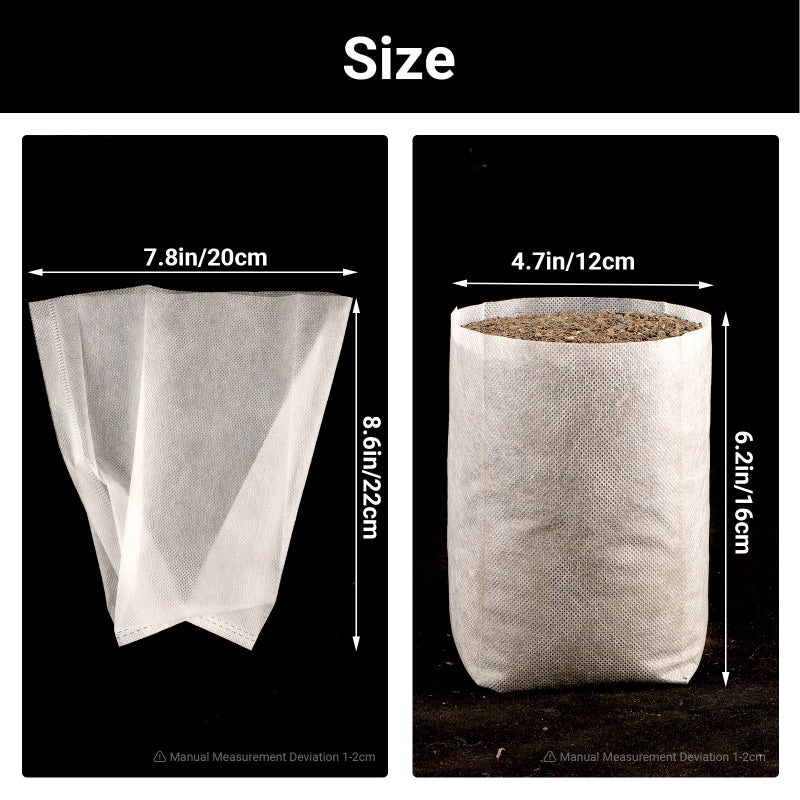 ENPOINT Nursery Grow Bags, 100 PCS Non-Woven Plants Grow Bags 7.8"x8.6", Solid Seed Starter Bags Fabric Seedling Pots Plants Pouch Home Garden Supply - Image 3
